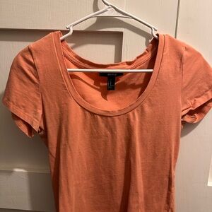 Orange Crew Neck cropped T-Shirt